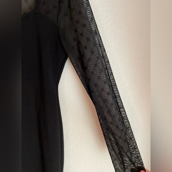 Almost Famous Black Dress with Sheer Long Sleeves size L - Picture 8 of 9
